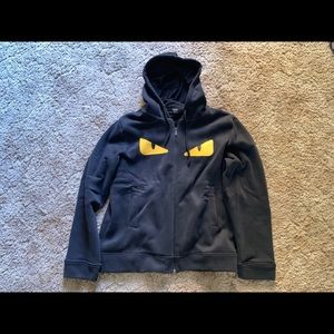 Fendi Monster Bug Eyes Black Hoodie Jacket Size L